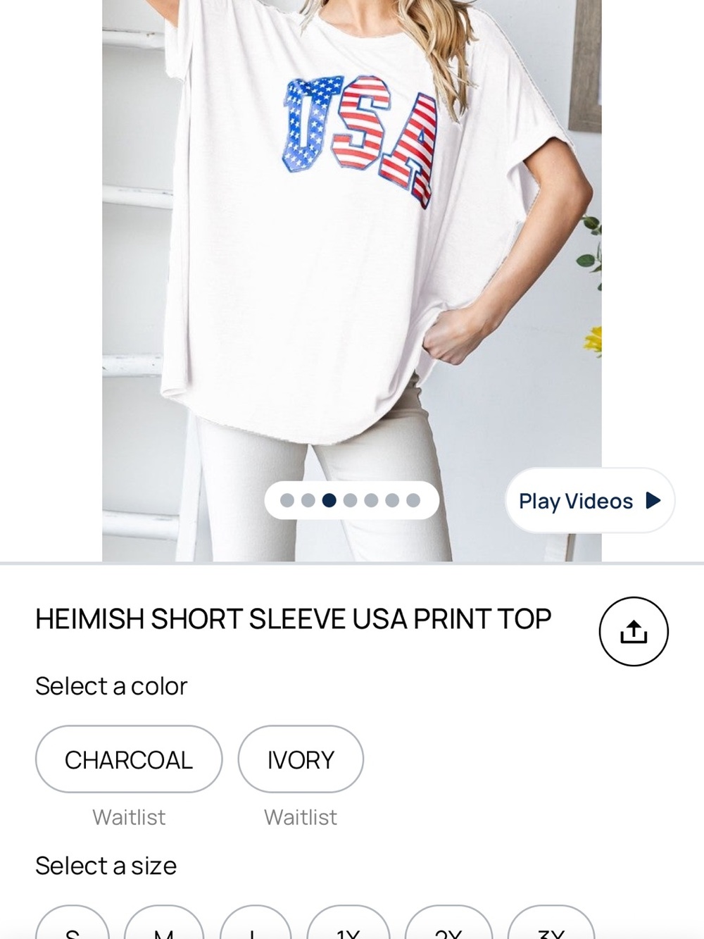 HEIMISH USA Cream Short Sleeve Tee with Red & Blue Flag Graphic